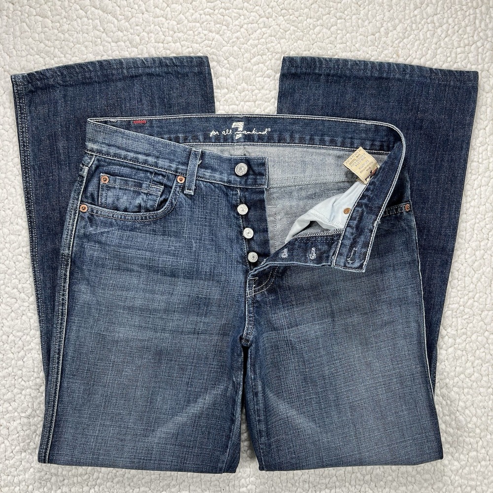 7 For All Mankind Jeans Womens Size 29 Blue A-Pocket Boot Cut Button Fly Western